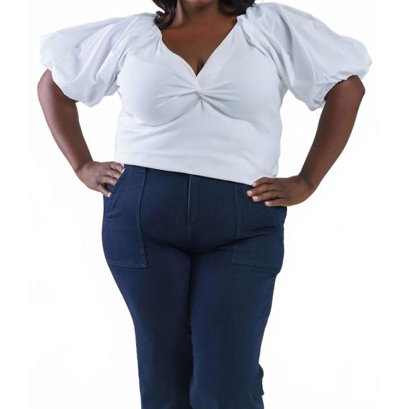 NEW TANYA TAYLOR romy v-neck top - -plus size in optic white